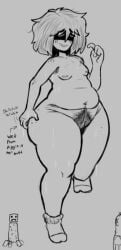 1girls 2025 big_ass breasts chubby creeper_(minecraft) fat_ass freckles hairy_pussy huge_ass newt_(lazypunkarts) pubic_hair pussy scratching small_breasts sweat sweating text thick_thighs wide_hips