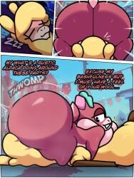 2025 alexdraws alpaca ass big_breasts big_butt black_eyes breasts brown_body brown_ears brown_fur brown_nose camelid close-up closed_eyes comic deer digital_media_(artwork) duo english_text facesitting female female/female feral fur half-closed_eyes huge_butt looking_at_another looking_back lying mammal multicolored_body multicolored_fur narrowed_eyes new_world_deer on_back outside paprika_paca_(tfh) pie_cut_eyes question_mark rear_view reindeer scut_tail short_tail sitting_on_another sleeping smile sound_effects tail tan_body text them's_fightin'_herds thick_thighs two_tone_body two_tone_fur two_tone_tail velvet_reindeer_(tfh) vowelless vowelless_sound_effect wool_(fur) yellow_body yellow_ears yellow_fur yellow_wool zzz