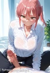 1boy 1girls ai_generated anal areolae bed bedroom belliora blush breasts close_mouth cock_hungry fellatio female female_blush glasses heart-shaped_pupils kobayashi light-skinned_male light_skin male megane miss_kobayashi's_dragon_maid nipples nude nude_female oral patreon penis pink_hair saliva saliva_trail sex spanking spitroast straight taken_from_behind