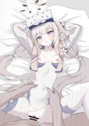 1boy absurdres bar_censor blue_archive blush breasts ccczr censored commentary_request female halo highres himari_(armed)_(blue_archive) himari_(blue_archive) large_variant_set long_hair nipples paid_reward_available penis pointy_ears pov purple_eyes sex straight vaginal_penetration variant_set