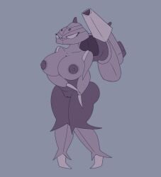 2020s 2024 anthro anthro_female bottomless bottomless_female breasts bug celtiron_(dingeduprustbucket) clitoris creatures_(company) cyborg feet female flat_background game_freak gen_5_pokemon generation_5_pokemon genesect hi_res high_res high_resolution highres insect insect_girl machine mythical_pokemon naked naked_female nintendo non-mammal_breasts nude nude_anthro nude_female pokémon_(species) pokemon pokemon_(species) pokemon_bw purple_body pussy simple_background solo solo_anthro solo_female topless topless_female vinverrin