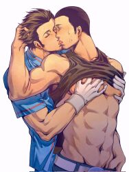 baseball_cap baseball_uniform boys buzzcut caressing facial_hair fondling fondling_breast gay gay_kissing goatee goatee_stubble iori_junpei junpei_iori kissing kissing_with_tongue male male/male male_only nipples oldkin p3 pecs persona_3 persona_4_arena persona_4_arena_ultimax selfcest six_pack tank_top tongue tongue_kiss two_boys