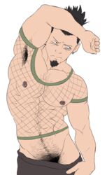 1boy abs arm_on_head arm_up armpit_hair armpits bara biceps big_pecs black_hair blush blush_lines blushing body_hair boruto:_naruto_next_generations chest_hair clothed clothing dilf earrings facial_hair fishnet_shirt fishnets goatee hair_tied hairy hairy_armpits hairy_chest hairy_male human human_only light-skinned_male light_skin looking_away male male_focus male_only manly mature mature_male mesh muscle muscles muscular muscular_male nara_shikamaru naruto naruto_(series) nipple_piercing nipples pants partially_clothed pecs pectorals pierced_nipples pose posing pubic_hair removing_pants sarah_borrows see-through see-through_shirt shirt six_pack sniperstalker solo solo_focus solo_male standing tied_hair transparent_background undressing