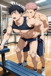 ai_generated bara donaglaciada fushiguro_megumi gay itadori_yuuji jujutsu_kaisen male male_focus male_only muscular muscular_male yaoi