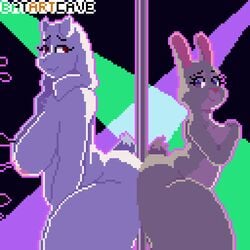 2018 animated anthro areola ass ass_to_ass batartcave big_breasts big_butt blush bonnie_hopps boss_monster breasts caprine dancing disney duo female floppy_ears fur gif goat grey_fur holding_breast lagomorph large_breasts looking_at_viewer mammal mature_female navel nipples nude pixel_art pole pole_dancing presenting presenting_pussy pussy rabbit smile spread_legs spreading stripper_pole thick_thighs toriel undertale video_games white_fur yuri zootopia