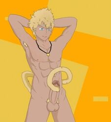 1boy abs animated armpit_hair gif male male_masturbation male_only masturbation pubic_hair rwby smug solo sun_wukong tagme tailjob