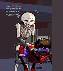 against_wall asj69 error_sans_(fan_character) flustered fully_nude ink_sans_(fan_character) sanscest skeleton teasing undertale undertale_au xray_view yaoi