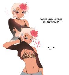 1boy 1boys 2koma bikini bra bra_lift bra_strap femboy femboy_only flat_chest flat_chested flat_colors gyaru ikstina leopard leopard_print meme navel navel_piercing otoko_no_ko otokonoko pinup showing_off sparky sparky_(ikstina) thick thick_thighs thong
