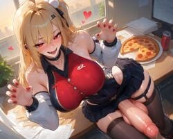 1futa :d absurdres ahoge ai_generated amiiari bangs bare_shoulders big_breasts big_penis black_choker black_skirt blonde_hair blush breasts burger can cheese choker cissia_(zenless_zone_zero) claw_pose collar collarbone collared_shirt covered_navel detached_sleeves dripping dripping_penis dripping_precum dutch_angle ear_piercing earrings erection eyebrows_visible_through_hair fang fangs food french_fries from_above futanari garter_straps hair_between_eyes hair_ornament hair_ribbon hairclip heart highleg highleg_leotard huge_penis indoors joytag large_breasts large_penis leotard leotard_under_clothes long_hair long_penis long_sleeves looking_at_viewer massive_penis miniskirt one-piece_swimsuit one_side_up open_mouth paper penis penis_to_the_knees piercing pizza plate pleated_skirt precum precum_drip precum_string red_eyes red_nails shirt side_cutout side_ponytail sideboob sidelocks sitting skindentation skirt smile soda_can solo testicles thick_thighs thighhighs thighs tomato tongue tongue_out trembling twitching_penis veins veiny_penis very_long_hair voluptuous x_hair_ornament zenless_zone_zero