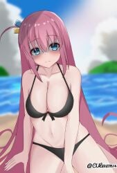 1girl 1girls ahoge anime anime_character arm_support asian asian_female asian_girl belly big_boobs big_breasts bikini bikini_bottom bikini_only bikini_top black_bikini black_bikini_bottom black_bikini_top black_swimsuit black_swimwear blue-eyed_female blue_eyes bocchi_the_rock! busty busty_female busty_girl busty_teen busty_teenager cloverworks cul82877514 fanart fit_female gotou_hitori guitarist hair_ornament halterneck head_tilt high_school_student inguinal_crease inguinal_ligament japanese japanese_female japanese_girl large_boobs large_breasts linea_alba pink-haired_female pink_hair pink_hair_female school_girl stomach string_bikini swimsuit swimwear teen_girl teenage_girl teenage_tits teenager tilted_head very_long_hair very_long_hair_female young_female young_woman