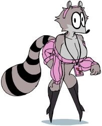 1girls 2026 anthro anthro_female anthro_only breasts cleavage diegutan female female_only furry furry_female furry_only oc original_character raccoon raccoon_girl sweater thighs uva_the_raccoon