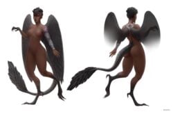 2018 abs absurd_res alpha_channel alya_(kin) animal_humanoid ass avian big_butt black_hair breasts brown_eyes claws dark-skinned_female dark_skin digitigrade facial_piercing feathers female hair hi_res humanoid jewelry kin~ model_sheet nipples nose_piercing nude piercing pussy scales senfen septum_piercing short_hair simple_background solo tattoo transparent_background wide_hips wings xiongfeng95 yellow_eyes