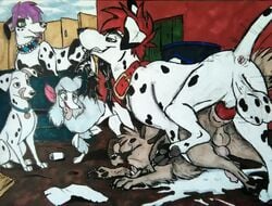 101_dalmatians anal anal_sex anus aoshi2012 balls canine cobalt_(cobaltdawg) dalmatian disney female feral feral_on_feral from_behind georgette georgette_(oliver_and_company) male mammal oliver_and_company penetration penis perdita yaoi