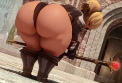 1girls amber_eyes bending_over bent_over big_ass blonde_hair female female_only final_fantasy final_fantasy_xi gpose_(ffxiv) huge_ass light-skinned_female light_skin looking_at_viewer looking_back panties penznezlala shantotto shortstack solo solo_female square_enix staff tarutaru thick_thighs twintails underwear wide_hips