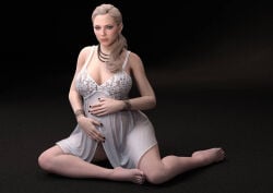 1girls 3d areolae belly big_belly big_breasts blonde_hair blue_eyes breasts chloe_(detroit:_become_human) cleavage detroit:_become_human female female_only loveluv69 necklace nipples nipples_visible_through_clothing pregnant solo solo_female