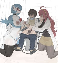 1boy 2girls big_boobs big_breasts big_cock big_penis bigger_female boobs boy breasts clothed clothed_female clothed_male cock doctor dr._voir female gardevoir girl handjob height_difference human_female human_male humann jingzhou14848 kneeling large_boobs large_breasts large_cock large_penis larger_female light-skinned_female light-skinned_male light_skin male man nintendo original_character penis pokemon pokemon_(species) pokemon_female pussy scientist shiny_gardevoir shiny_pokemon shorter_male size_difference small_but_hung smaller_male sweating sweating_female taller_female taller_girl taller_woman thick_thighs thighs vagina woman zhou135627