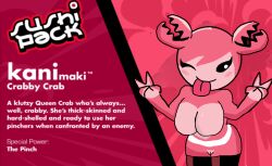 adorable big_breasts caramelpearl_(artist) crab_claw crab_girl cute kani_maki nude_female pigtails pink_body pink_hair pink_hair_female pink_skin pussy sushi sushi_pack tagme