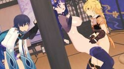 3d aether_(genshin_impact) animated artist_name big_balls big_breasts big_penis censored cucked_by_mother cuckold cuckolding cum cum_in_pussy cum_inside ejaculation fat_ass genshin_impact holding horny_female koikatsu long_hair mihoyo ntr pleasure_face raiden_shogun scaramouche_(genshin_impact) shorter_than_30_seconds sound squirting tagme thick_thighs vaginal_penetration vaginal_sex video