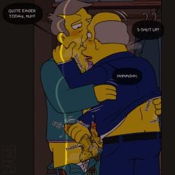 body_hair closet_room closet_sex clothed gary_chalmers gay grey_hair harzu licking licking_neck masturbation penis penis_out seymour_skinner superintendent_chalmers sweat the_simpsons