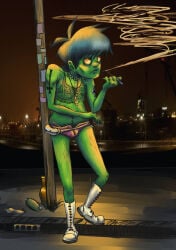 2014 deviantart gorillaz green_skin hooker lmao murdoc_niccals prostitute skimpy_clothes smoking solo_male whore