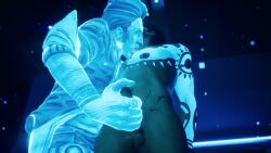 3d 3d_render borderlands clothed_male clothed_male_naked_male cuff_(restraint) cuffs dick gay handsome_jack hologram masturbating_other masturbation naked_male penis penis_out rhys_strongfork siren_(borderlands) siren_markings submissive submissive_male tales_from_the_borderlands tattoo tattoos