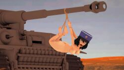andou_(girls_und_panzer) ballgag bondage girls_und_panzer hogtie koikatsu suspension