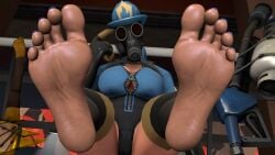 1girls 3d 3d_(artwork) axe barefeet barefoot blue_fempyro_(team_fortress_2) blue_toenails boob_window breasts_out confused edit feet fempyro firefighter_helmet flamethrower foot_fetish foot_focus gas_mask gloves jumpsuit kombatkatto light-skinned_female looking_at_viewer painted_nails painted_toenails pov pov_feet pyro_(team_fortress_2) question_mark sfm shiny_skin sitting soles source_filmmaker source_filmmaker_(artwork) straps sweaty sweaty_feet team_fortress_2 text tf2 thighhighs thighs toes unzipped_bodysuit valve