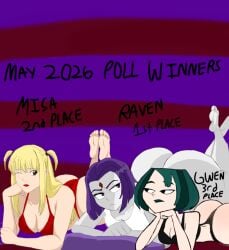 bikini death_note goth_girl gwen_(tdi) misa_amane poll_winner raven_(teen_titans) sailorannie2005 total_drama_island