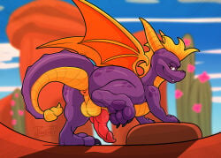 activision anus balls dessert dragon erection feet feral food genitals knot male mythological_creature mythological_scalie mythology paws pawzzhky presenting raised_tail scalie smile solo spyro spyro_the_dragon tail