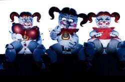 2026 3d 3d_(artwork) 3d_render 3girls animatronic animatronic_female animatronic_girl anus baby_(fnafsl) background big_breasts big_nipples blue_eyes breasts butt circus_baby circus_baby_(fnaf) circus_baby_(original) circus_baybee_(jordevoir) clown clown_girl clown_nose duranomates eyes five_nights_at_freddy's five_nights_at_freddy's:_sister_location fnaf hair jordevoir nipples pussy red_clothing red_hair red_skirt robot robot_girl robot_humanoid scottgames sister_location sitting smile smiling solo thick_thighs vagina white_body white_skin zxxxarts