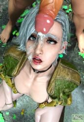 2boys 3d areolae bikini bikini_bottom bikini_top bukkake capcom clothed clothing cock cum cum_on_face dick erik_(monster_hunter_wilds) femboy femboy_only forest hagiwara_studio hair_ornament high_resolution highres jacket male monster_hunter monster_hunter_wilds penis short_hair tagme teasing white_hair