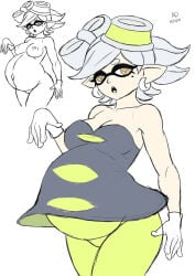 arrowdark blush female inkling looking_down marie_(splatoon) nintendo popstar pregnant pregnant_belly pregnant_female sketch splatoon splatoon_(series) white_hair white_hair_female