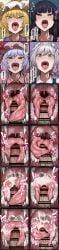 4girls blowjob furry horror japanese_text kaguya_houraisan maid mouth_open ran_yakumo remilia_scarlet sakuya_izayoi starraisins teeth text touhou vampire