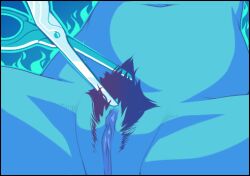 blue_body blue_pubic_hair blue_skin blue_vagina card commission kurocchi131 open_legs pubic_hair pussy_focus slay_the_spire the_watcher_(slay_the_spire) vagina