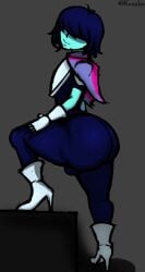 boots bulge cyan_body deltarune femboy high_heels huge_ass kris_(deltarune) kruabo legs_up tagme tight_pants