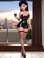 ai_generated big_breasts fishnet_stockings latex_dress looking_at_viewer the_incredibles thighs violet_parr