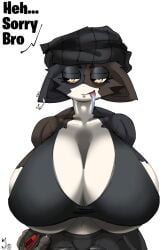big_breasts chug_jug fortnite implied_breast_expansion meow_skulls_(fortnite) sports_bra tongue_out what_do_i_type