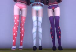 amai_odayaka back_view blue_panties kizana_sunobu osana_najimi panties pink_panties purple_panties stockings yandere_simulator