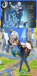 ass cuntbusting genshin_impact hanging_wedgie huge_ass humiliation panties pulverizedpanty shenhe_(genshin_impact) tan_body tanline tanned wardrobe_malfunction wedgie wkrobbinson