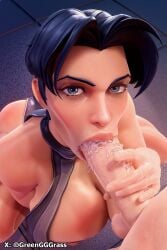 1boy 1girls 3d anissa black_hair erection fellatio female greengrass image_comics invincible male oral oral_sex penis