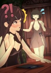 3d breasts danganronpa doubledigit64 fukawa_touko koikatsu naegi_komaru nude pussy senftember senftember_(2023) transparent_clothing