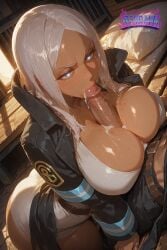1boy 1boy1girl 1girl ai_generated anime_girl arched_back ass big_breasts blue_eyes blush blushing_female blushing_profusely breasts cleavage dark-skinned_female dark_skin deurahh earrings enen_no_shouboutai eyes_half_closed female fire_force huge_ass huge_breasts huge_cock imminent_penetration imminent_sex looking_at_viewer nude nude_female pink_eyes pinup pov pov_eye_contact princess_hibana stable_diffusion steam sweating sweaty_body thick_ass thick_legs thick_thighs voluptuous voluptuous_female waifu wet wet_pussy white_hair