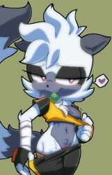 <3_eyes absurd_res anthro bodily_fluids breasts chest_tuft clothing colored condom condom_in_mouth female fur furry furry_only genitals grey_body grey_fur heart hi_res idw_comics idw_publishing lemur looking_at_viewer mammal mobian_(species) nipples primate pussy sega senshion sexual_barrier_device solo sonic_(series) sonic_the_hedgehog_(comics) sonic_the_hedgehog_(idw) sonic_the_hedgehog_(series) strepsirrhine sweat tail tangle_the_lemur tenshigarden tuft undressing white_body white_fur wraps
