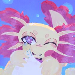 anny_(legendfroggy) axolotl duo inevitable_penis_sucking yellow_body
