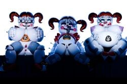 2026 3d 3d_(artwork) 3d_render 3girls animatronic animatronic_female animatronic_girl anus baby_(fnafsl) background big_breasts big_nipples breasts butt circus_baby circus_baby_(fnaf) circus_baby_(original) circus_baybee_(jordevoir) clown clown_girl clown_nose cum_drip duranomates female five_nights_at_freddy's five_nights_at_freddy's:_sister_location fnaf jordevoir naked naked_female nipples nude nude_female open_mouth orange_hair purple_eyes pussy red_clothing red_hair robot robot_girl robot_humanoid scottgames sister_location sitting smile smiling solo vagina white_body white_skin zxxxarts