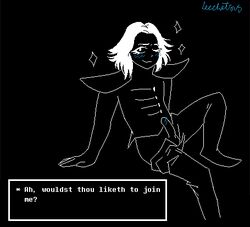 black_and_white deltarune looking_at_viewer male male_only rouxls_kaard text_box