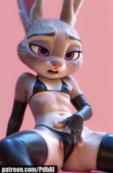 1girls ai_generated bunny_girl cameltoe female_masturbation fingering gloves judy_hopps latex micro_bikini pdbai pose shortstack slim tagme thighhighs zootopia