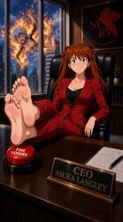 2girls ai_generated asuka_langley_sohryu authority_abuse barefoot blue_eyes blue_hair bodysuit boss boss_lady breasts burning business_suit business_woman ceo crossed_ankles dominant_girl execution falling feet feet_on_desk female female_only femdom fetish fire flame foot_fetish foot_focus hair_between_eyes hair_ornament happy happy_dom happy_girl headwear humiliated humiliation interface_headset kuudere legs long_hair looking_at_viewer loser multiple_females multiple_girls neon_genesis_evangelion office office_chair office_lady on_fire orange_hair pants pilot_suit plugsuit pov_feet red_suit rei_ayanami sadism sadistic_female sadistic_girl scared screaming sitting slave smelly_feet smile smiling smiling_at_viewer smug smug_face smug_smile soles soles_fetish teenage_female teenager tight_clothing tsundere violence winner