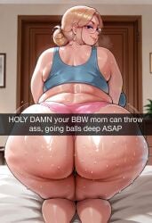 ai_generated amy's_son_(daballsman) ass ass_worship bbw big_ass big_butt blonde_hair booty_shorts bra bun_hair bunned_hair cellulite chubby chubby_female civitai cleaning_ass comedy daballsman denim_shorts dialogue dominant_female english_text fat fat_ass fat_female female femdom gigantic_ass glasses happy huge_ass katie_(daballsman) licking_ass looking_pleasured male male/female malesub mature_female milf mirror_selfie mom_swap mommy muscular muscular_male nerdy nerdy_milf nerdy_mom oiled oiled_ass older_female overweight overweight_female pink_glasses pink_shorts pleasure_face reference references selfie shorts snapchat son_swap swapping_moms twerking twerking_on_face wearing_glasses wide_hips younger_male