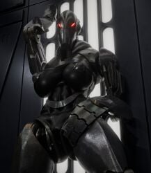 2026 3d 3d_(artwork) 3d_render battle_droid black_body breasts breasts_out female red_eyes robot robot_girl robot_joints soundpunk501 star_wars thick_thighs